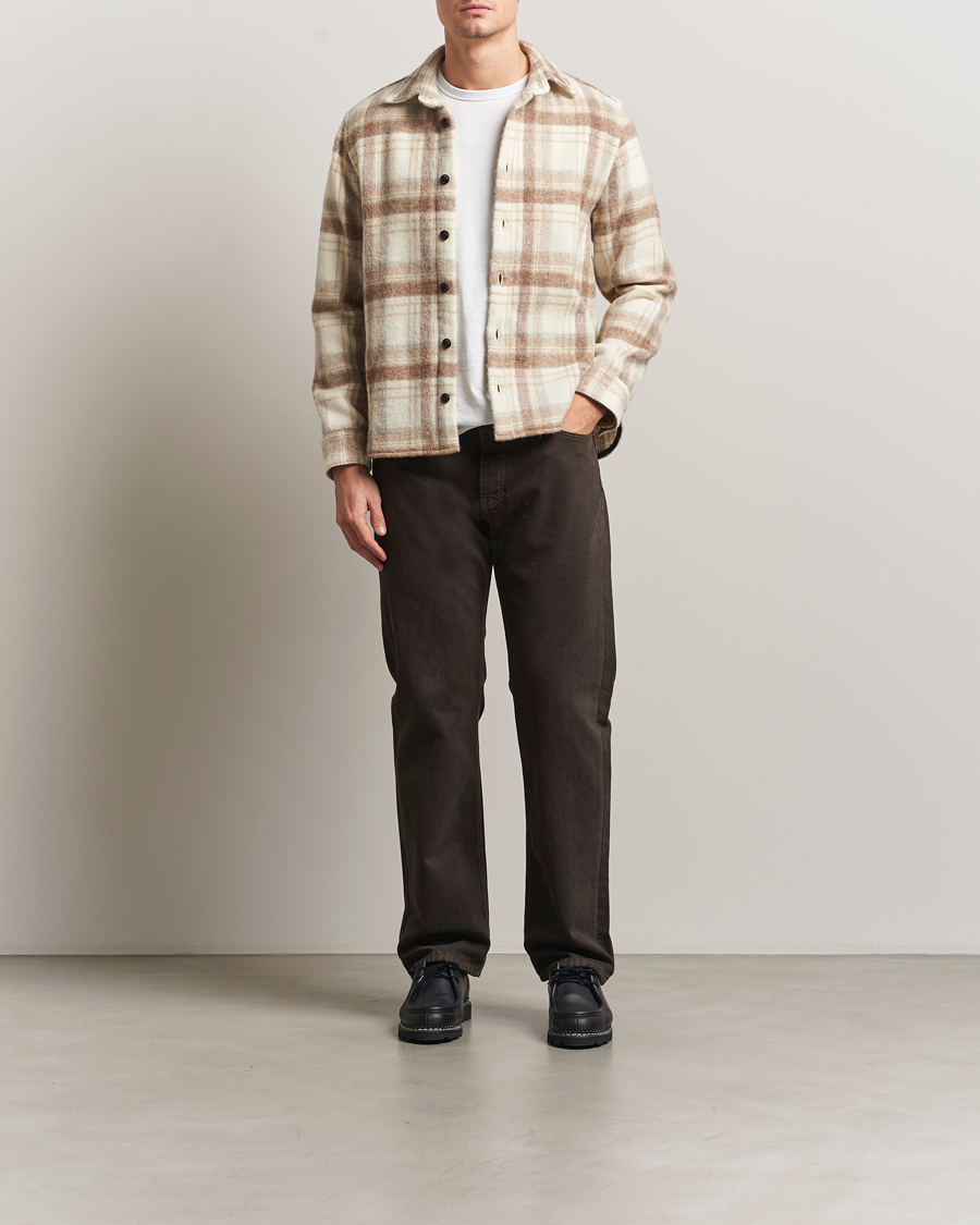 Heren | Overhemden | Peregrine | Moon Wool Check Overshirt Beige
