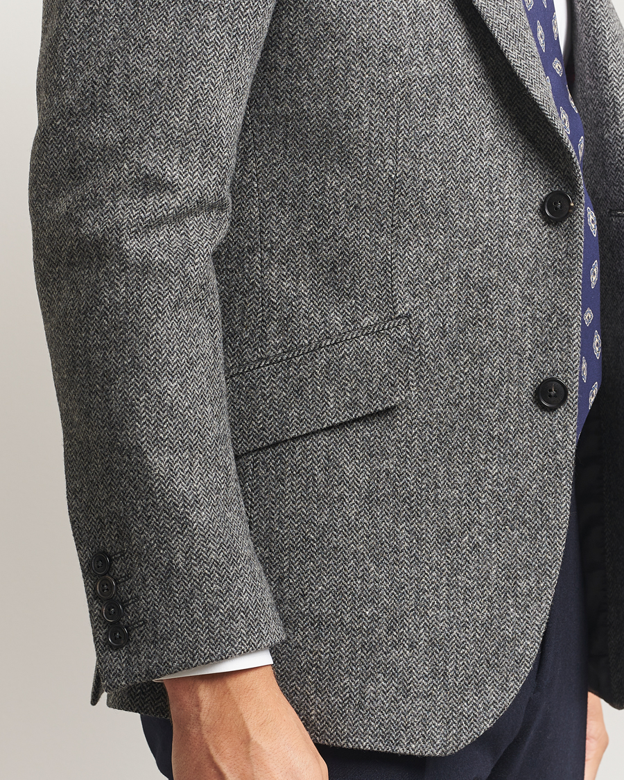 Homme | Blazers | Walker Slater | Edward Lambswool Herringbone Blazer Dark Grey