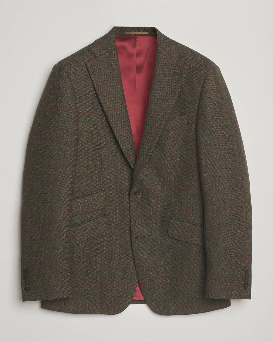 Homme | Blazers | Walker Slater | Edward Lambswool Windowpane Blazer Dark Green