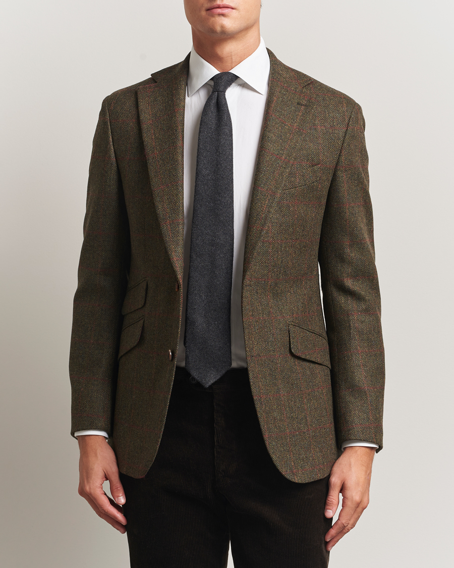 Homme | Blazers | Walker Slater | Edward Lambswool Windowpane Blazer Dark Green