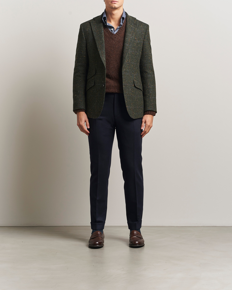Homme | Blazers | Walker Slater | Edward Lambswool Donegal Windowpane Blazer Dark Green
