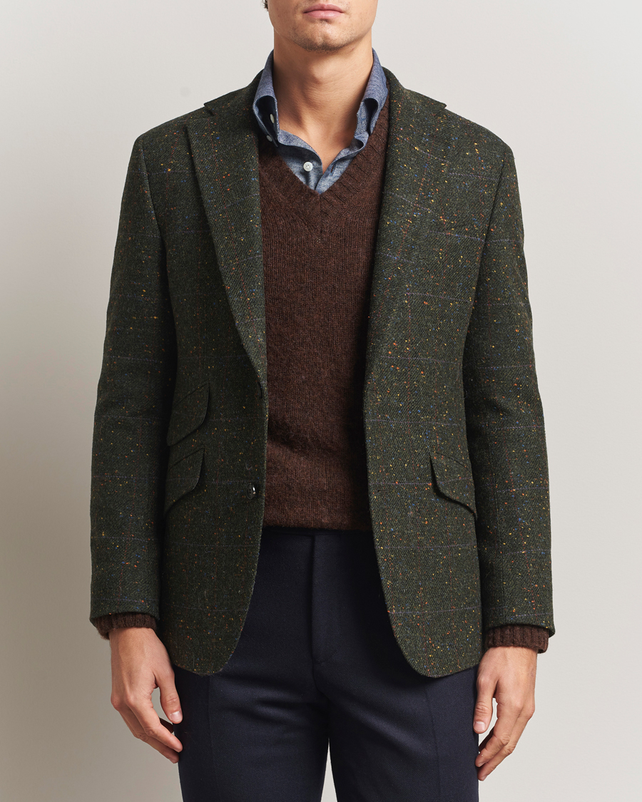 Homme | Blazers | Walker Slater | Edward Lambswool Donegal Windowpane Blazer Dark Green