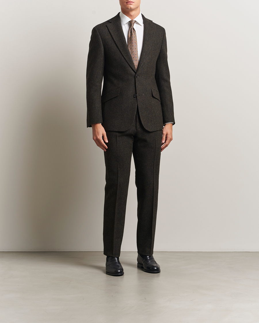 Homme | Pantalons | Walker Slater | Edward Shetland Wool Donegal Trousers Dark Brown