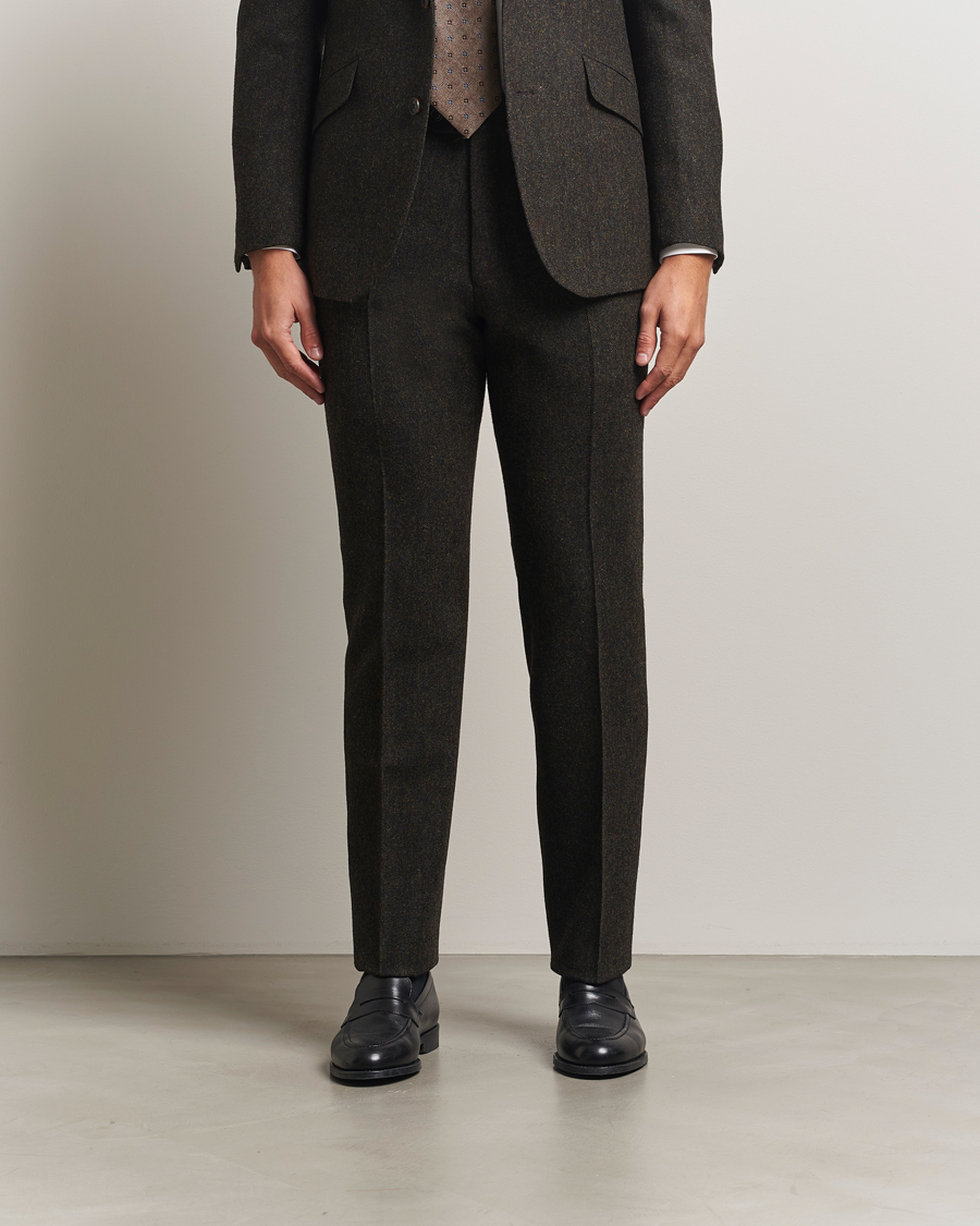 Homme | Pantalons | Walker Slater | Edward Shetland Wool Donegal Trousers Dark Brown