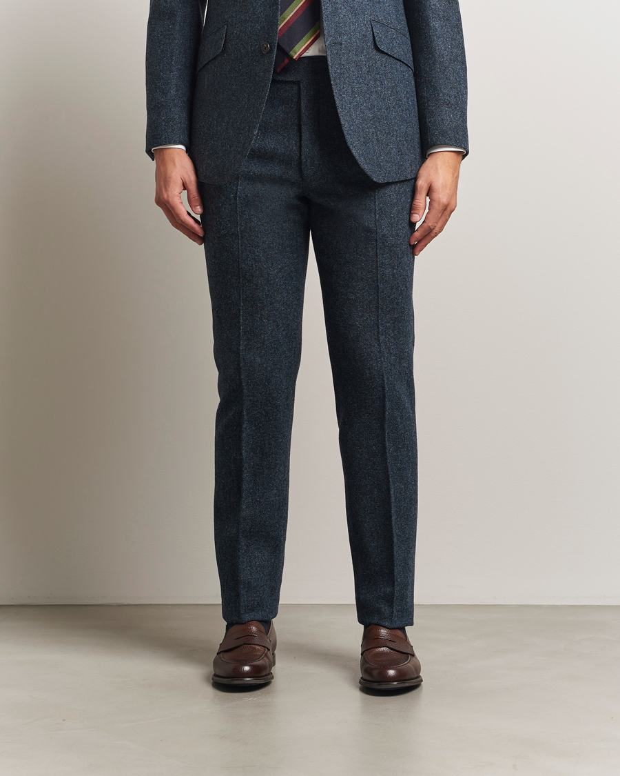 Homme | Pantalons | Walker Slater | Edward Shetland Wool Donegal Trousers Navy