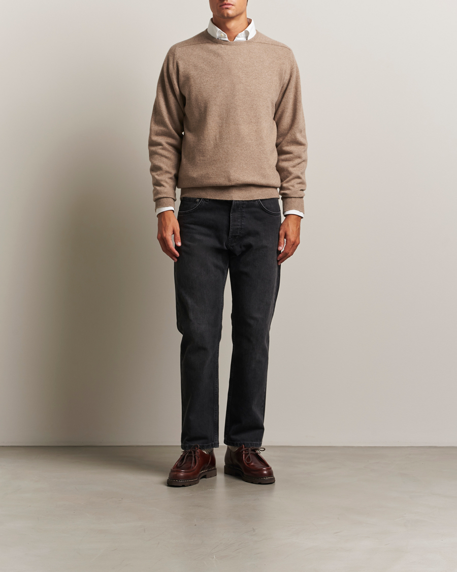 Heren | Truien | William Lockie | Melrose Cashmere Crew Neck Dark Natural