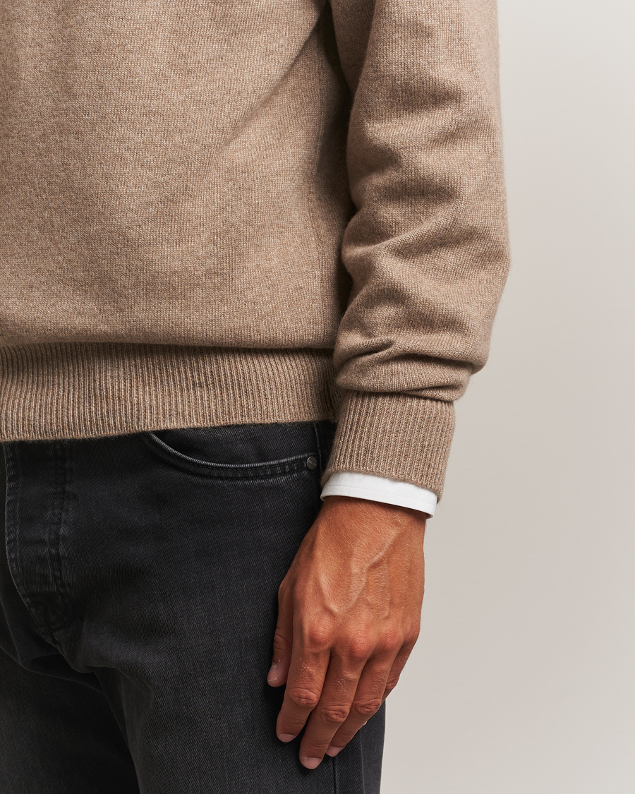 Heren | Truien | William Lockie | Melrose Cashmere Crew Neck Dark Natural