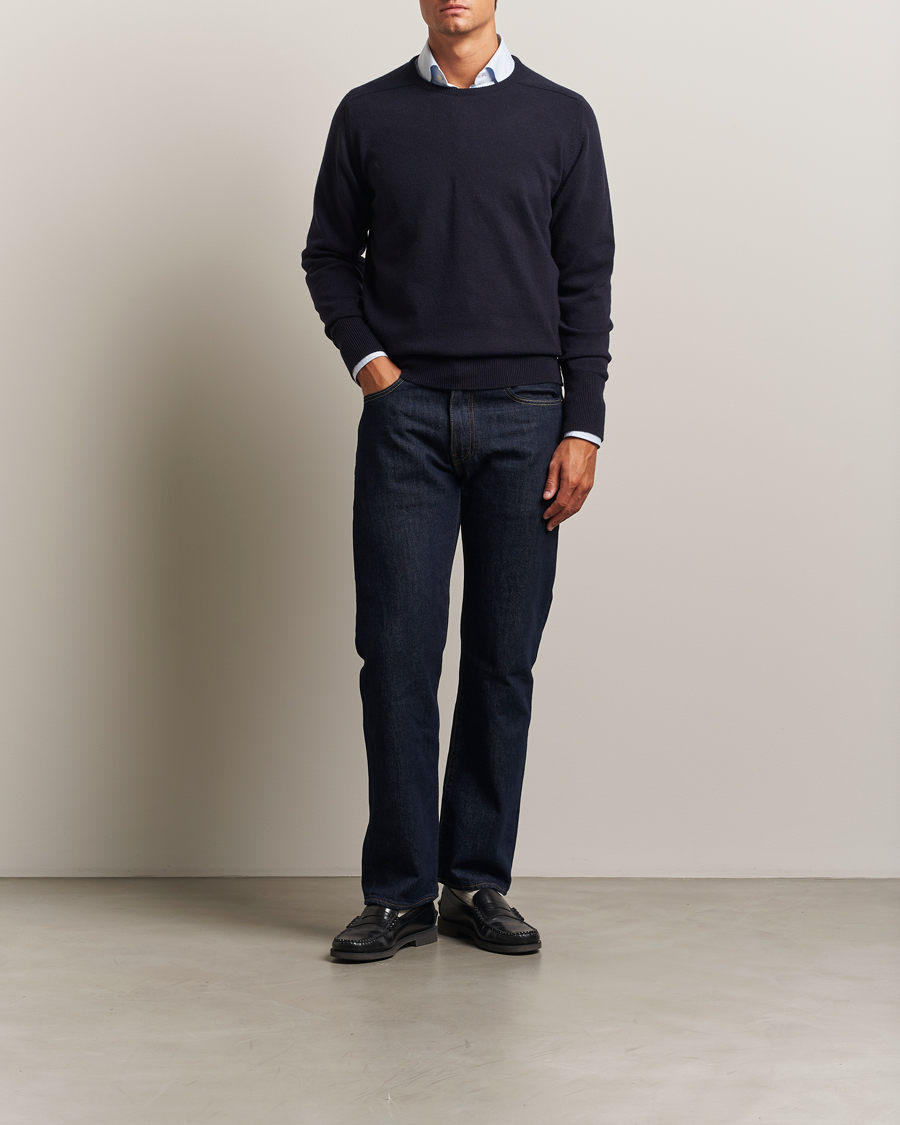 Homme | Pulls Et Tricots | William Lockie | Melrose Cashmere Crew Neck Dark Navy