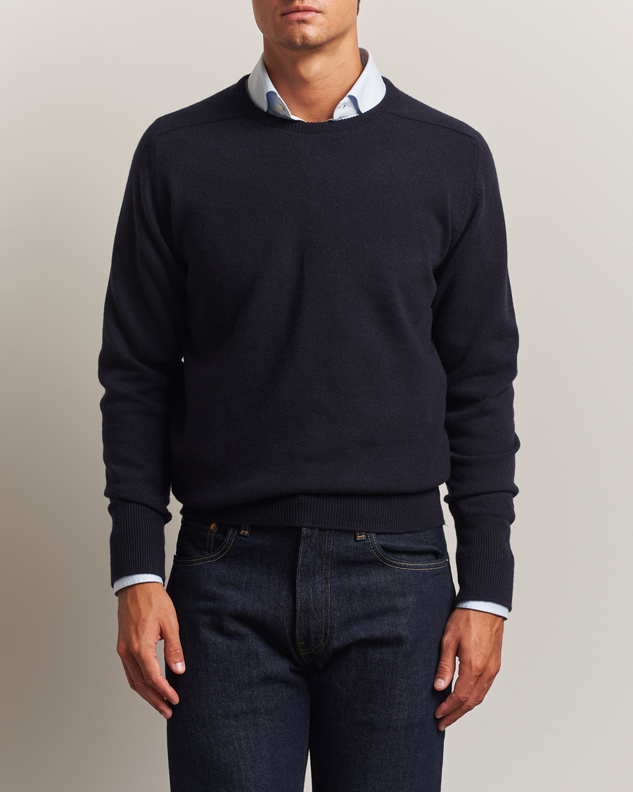Homme | Pulls Et Tricots | William Lockie | Melrose Cashmere Crew Neck Dark Navy