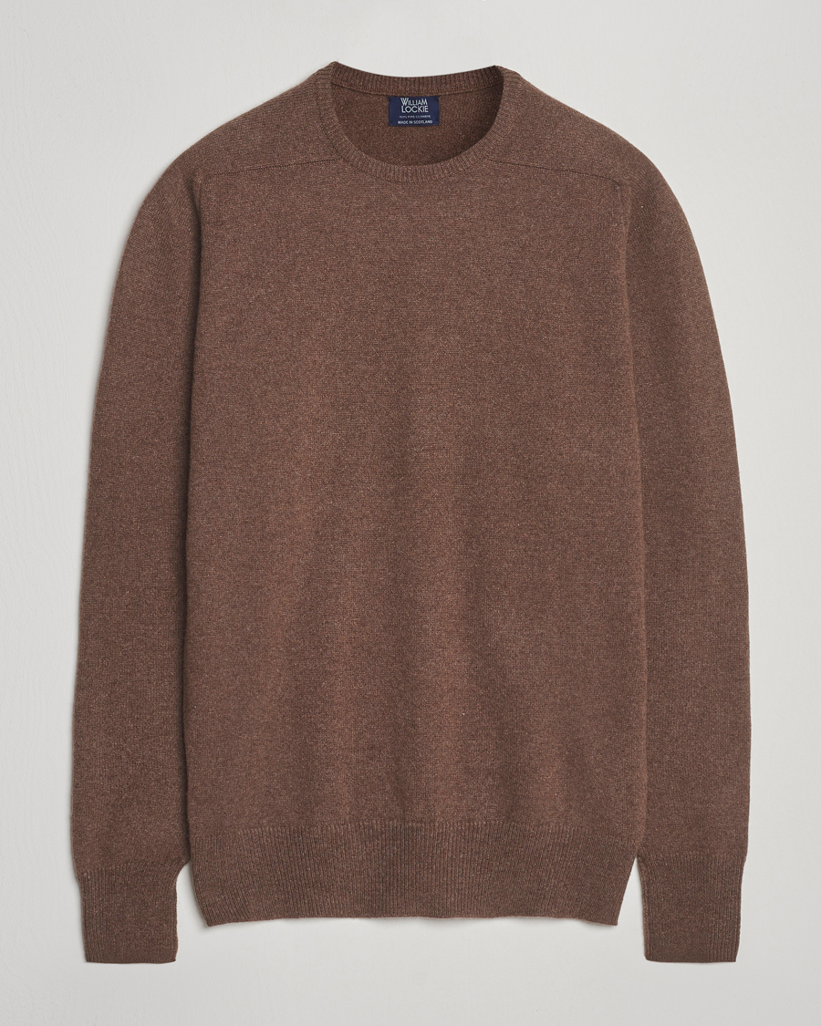Heren | Truien | William Lockie | Melrose Cashmere Crew Neck Mocha