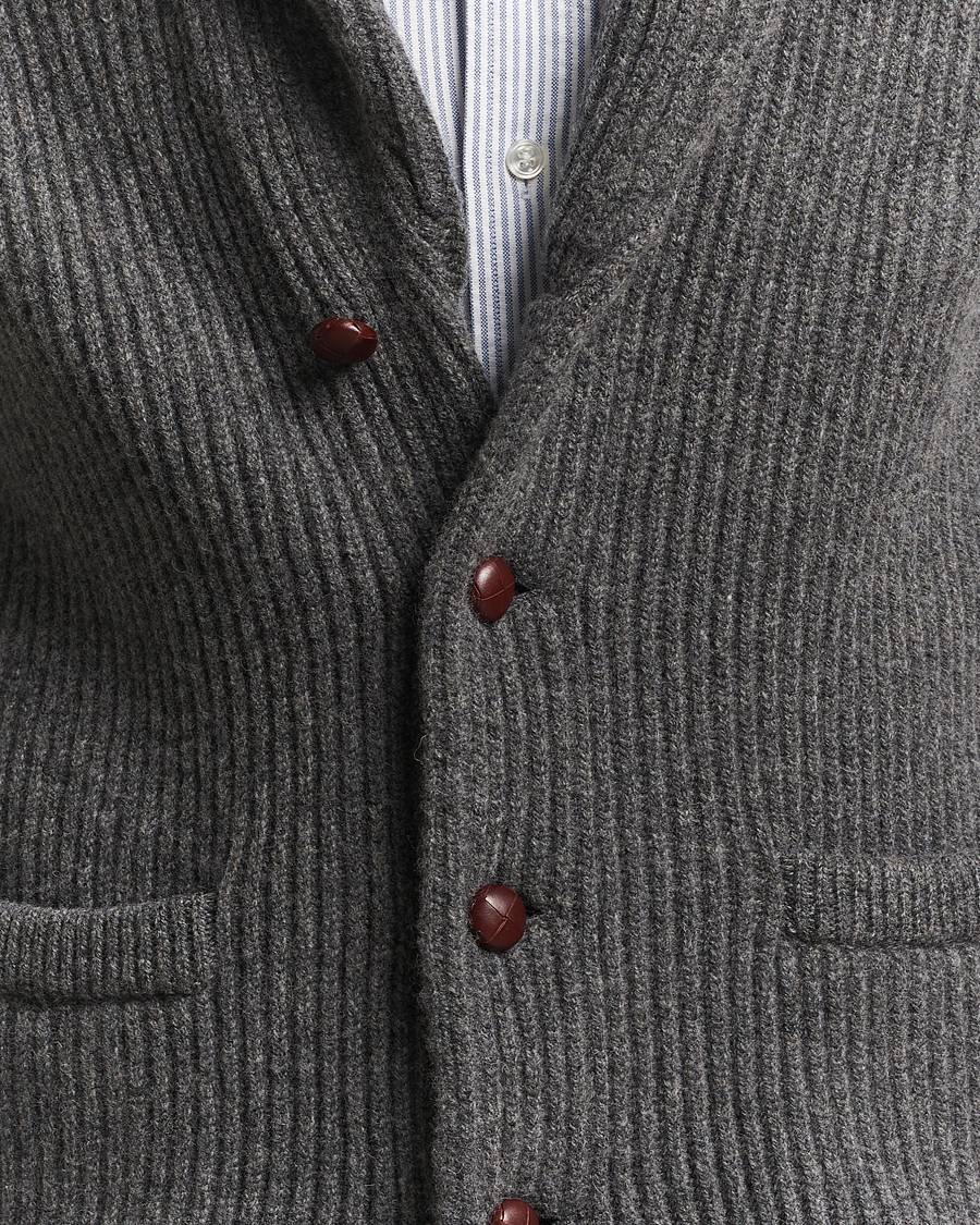 Heren | Truien | William Lockie | Windsor Geelong Lambswool Shawl Cardigan Grey