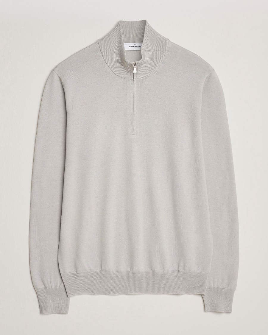Homme | Pulls Et Tricots | Gran Sasso | Merino Fashion Fit Half Zip Light Grey Melange