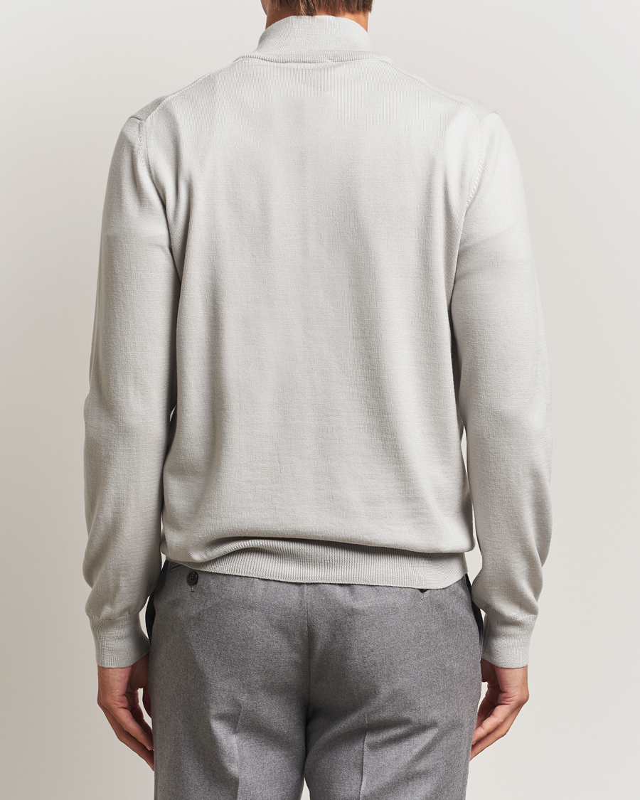 Homme | Pulls Et Tricots | Gran Sasso | Merino Fashion Fit Half Zip Light Grey Melange