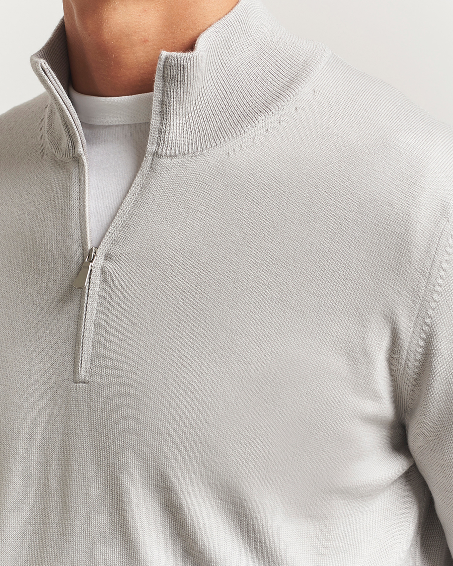 Homme | Pulls Et Tricots | Gran Sasso | Merino Fashion Fit Half Zip Light Grey Melange