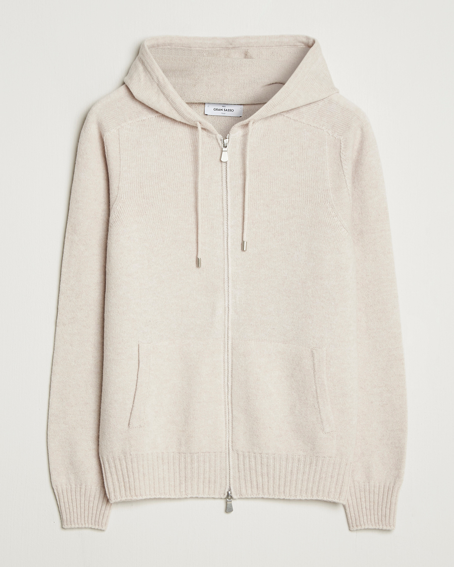 Homme | Pulls Et Tricots | Gran Sasso | Full Zip Wool Hoodie Cream