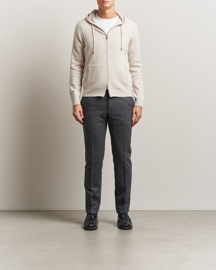 Homme | Pulls Et Tricots | Gran Sasso | Full Zip Wool Hoodie Cream