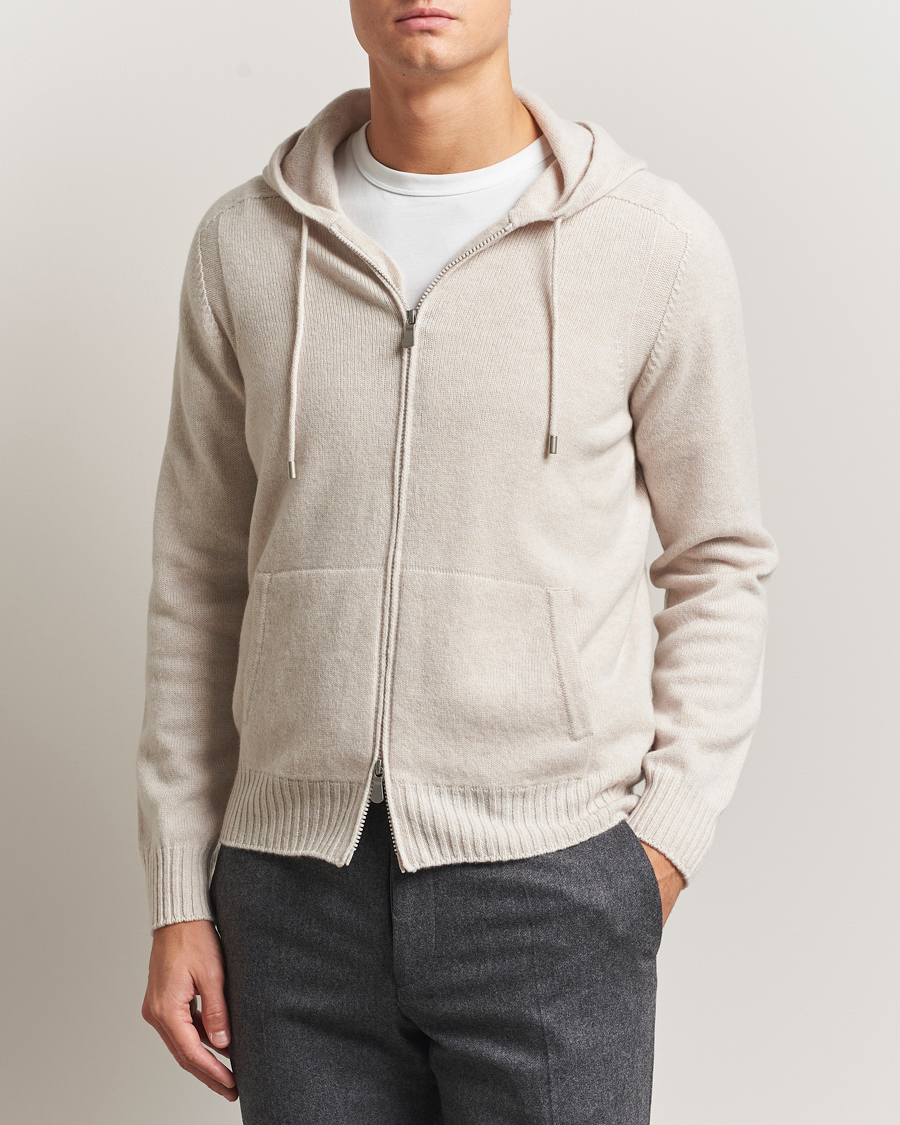 Homme | Pulls Et Tricots | Gran Sasso | Full Zip Wool Hoodie Cream