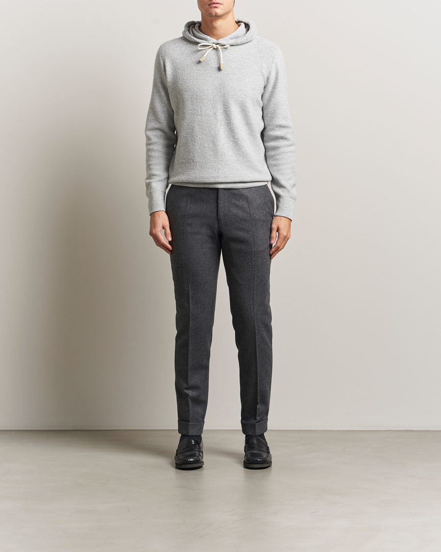 Heren | Truien | Gran Sasso | Boiled Wool Hoodie Light Grey Melange