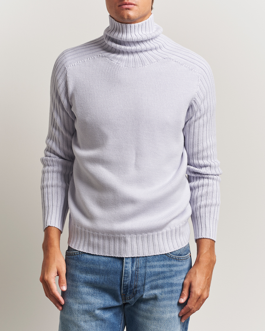 Heren | Truien | Gran Sasso | Rainwool Rollneck Light Purple Melange