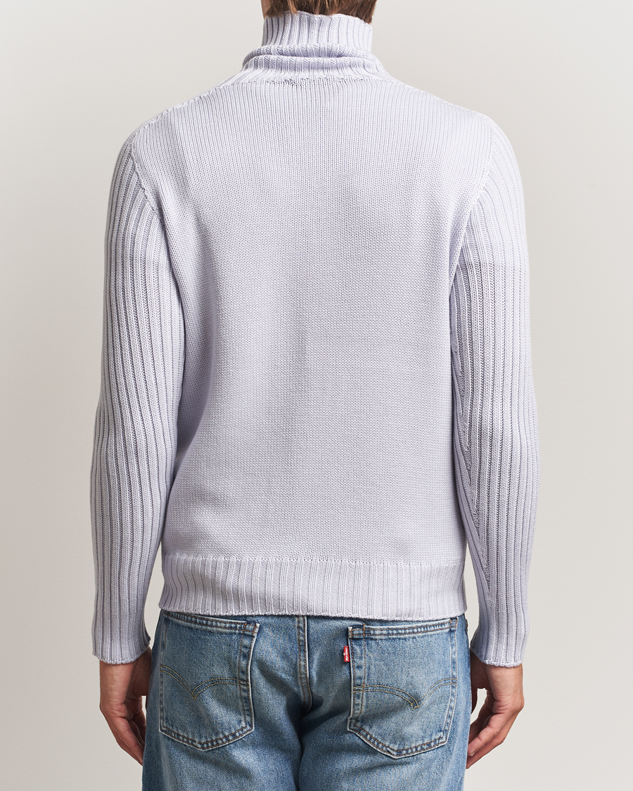 Heren | Truien | Gran Sasso | Rainwool Rollneck Light Purple Melange