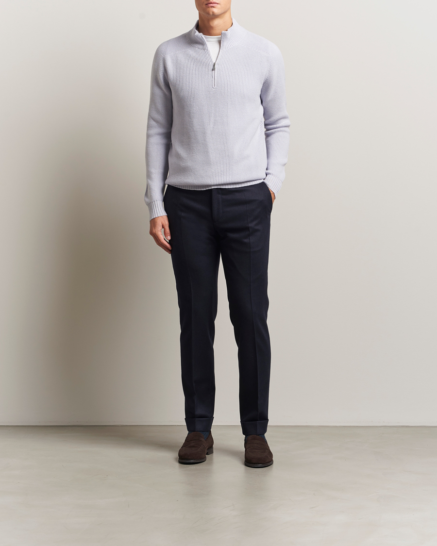 Heren | Truien | Gran Sasso | Rainwool Half Zip Light Lavendel