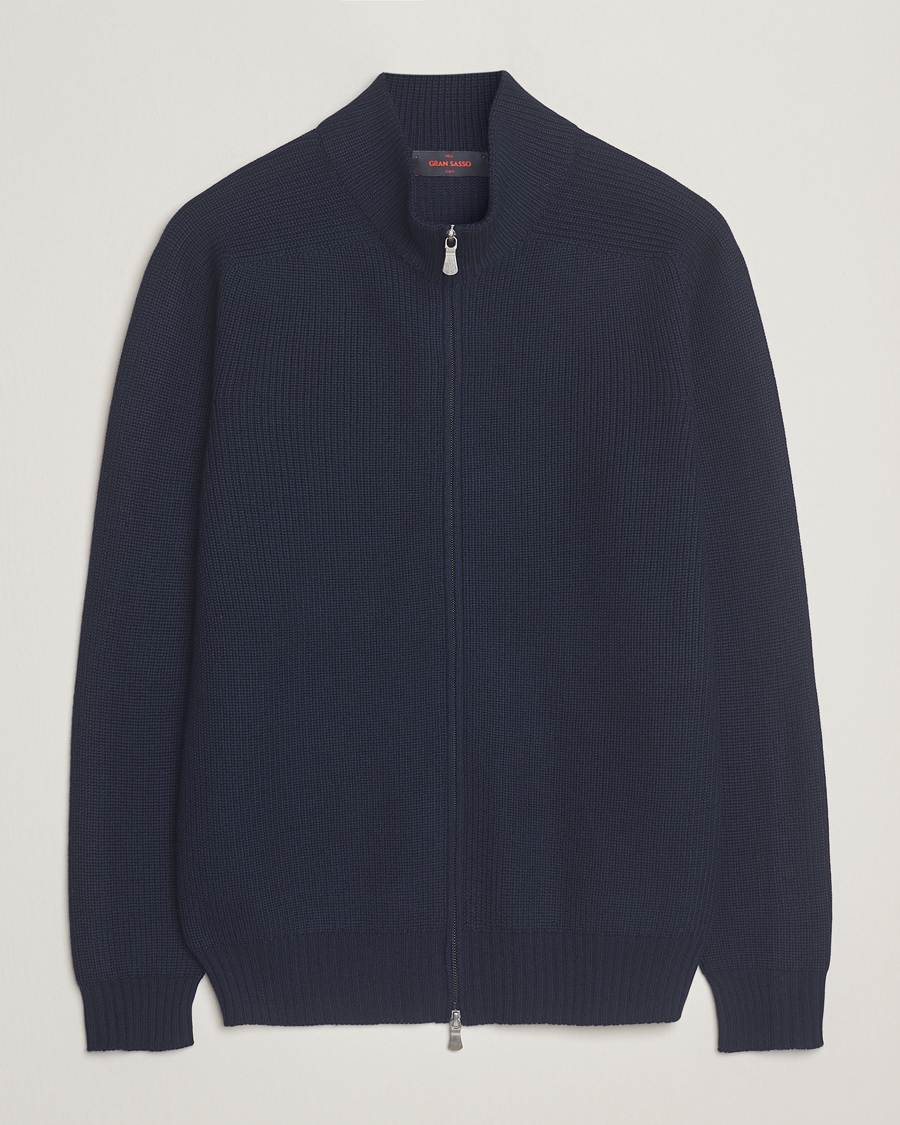 Heren | Truien | Gran Sasso | Rainwool Full Zip Navy