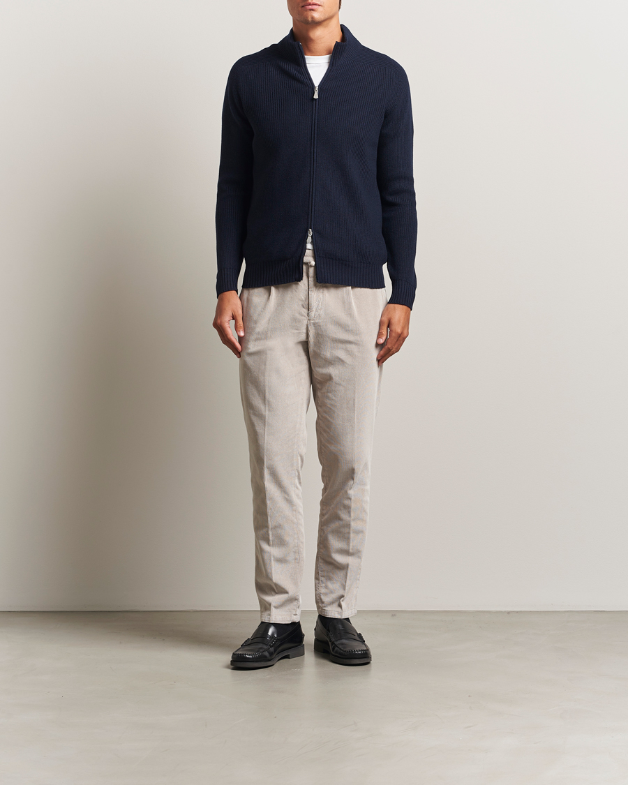 Heren | Truien | Gran Sasso | Rainwool Full Zip Navy