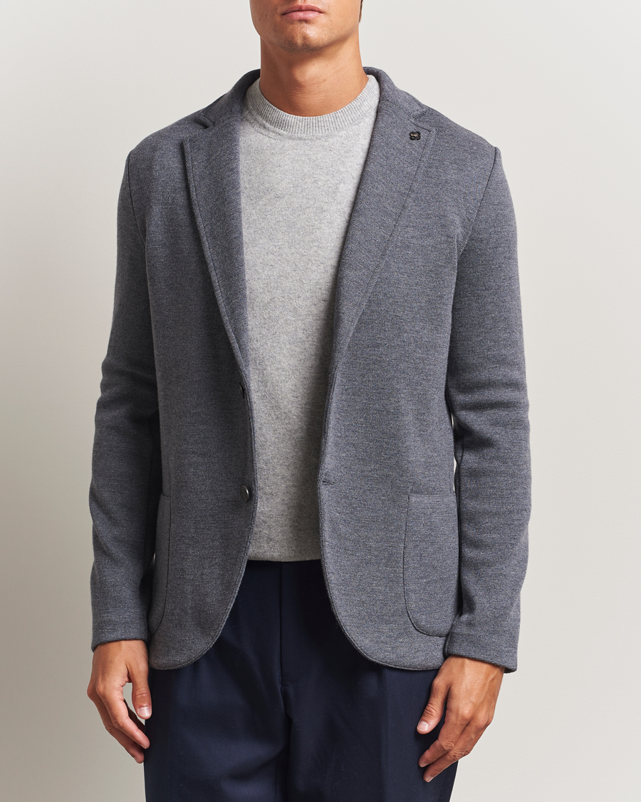 Homme | Blazers | Gran Sasso | Rainwool Knitted Blazer Grey Melange