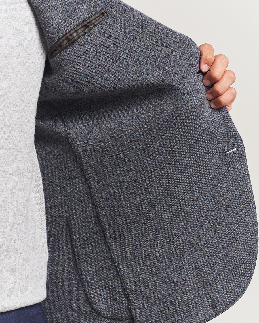 Homme | Blazers | Gran Sasso | Rainwool Knitted Blazer Grey Melange
