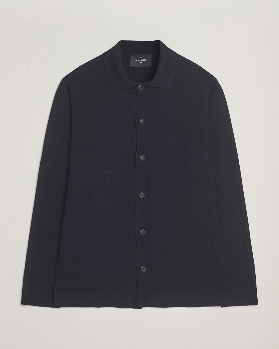 Heren | Truien | Gran Sasso | Wool Knitted Cardigan Navy