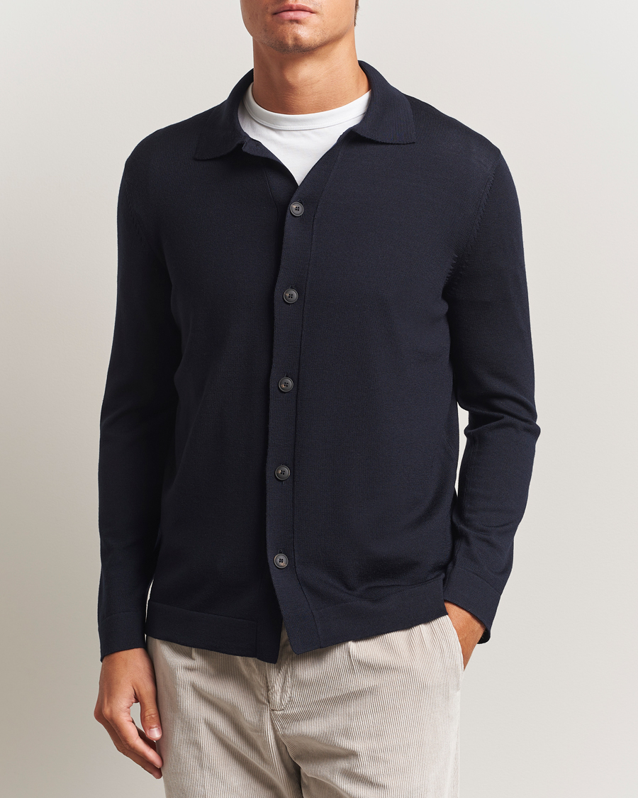 Heren | Truien | Gran Sasso | Wool Knitted Cardigan Navy