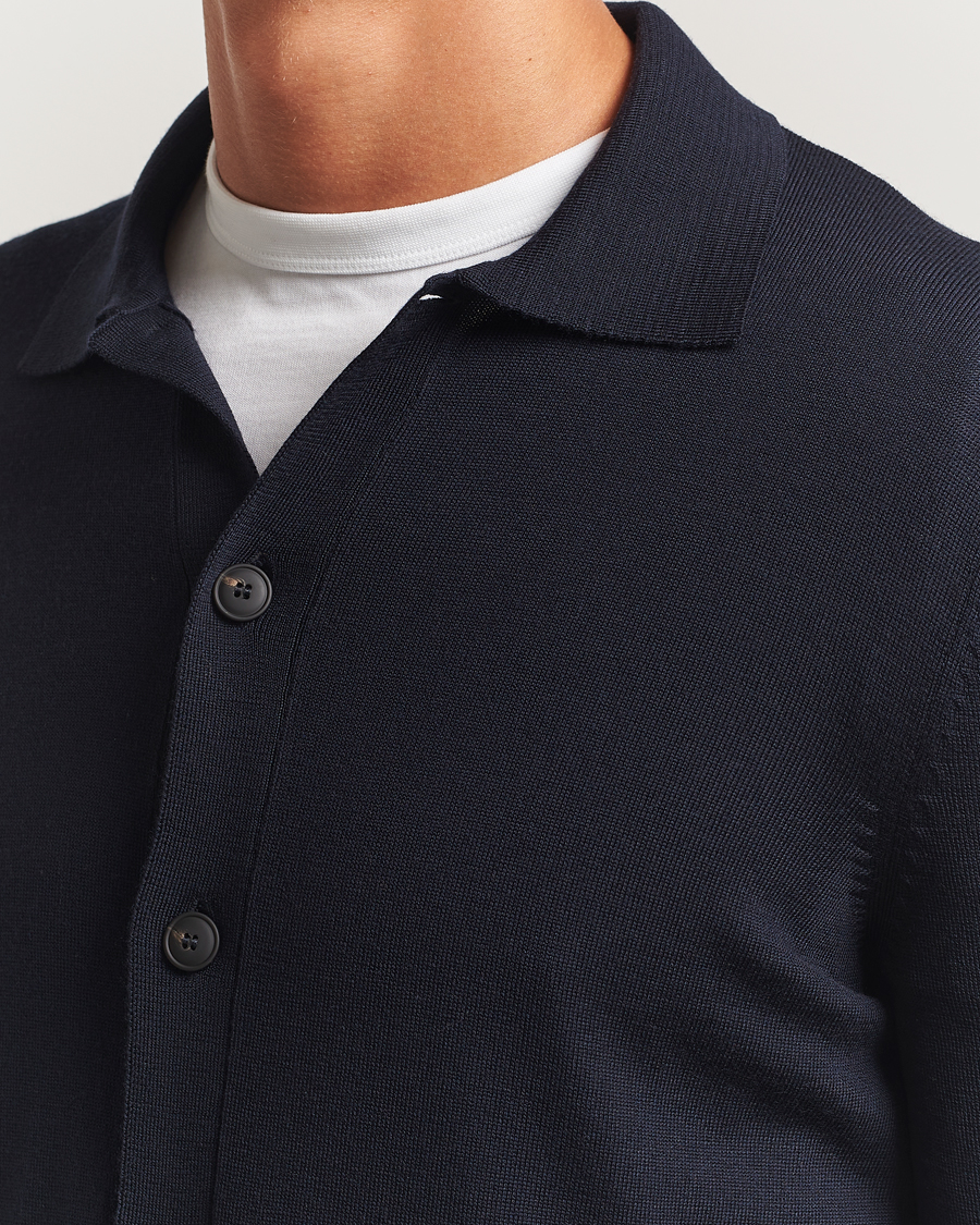 Heren | Truien | Gran Sasso | Wool Knitted Cardigan Navy