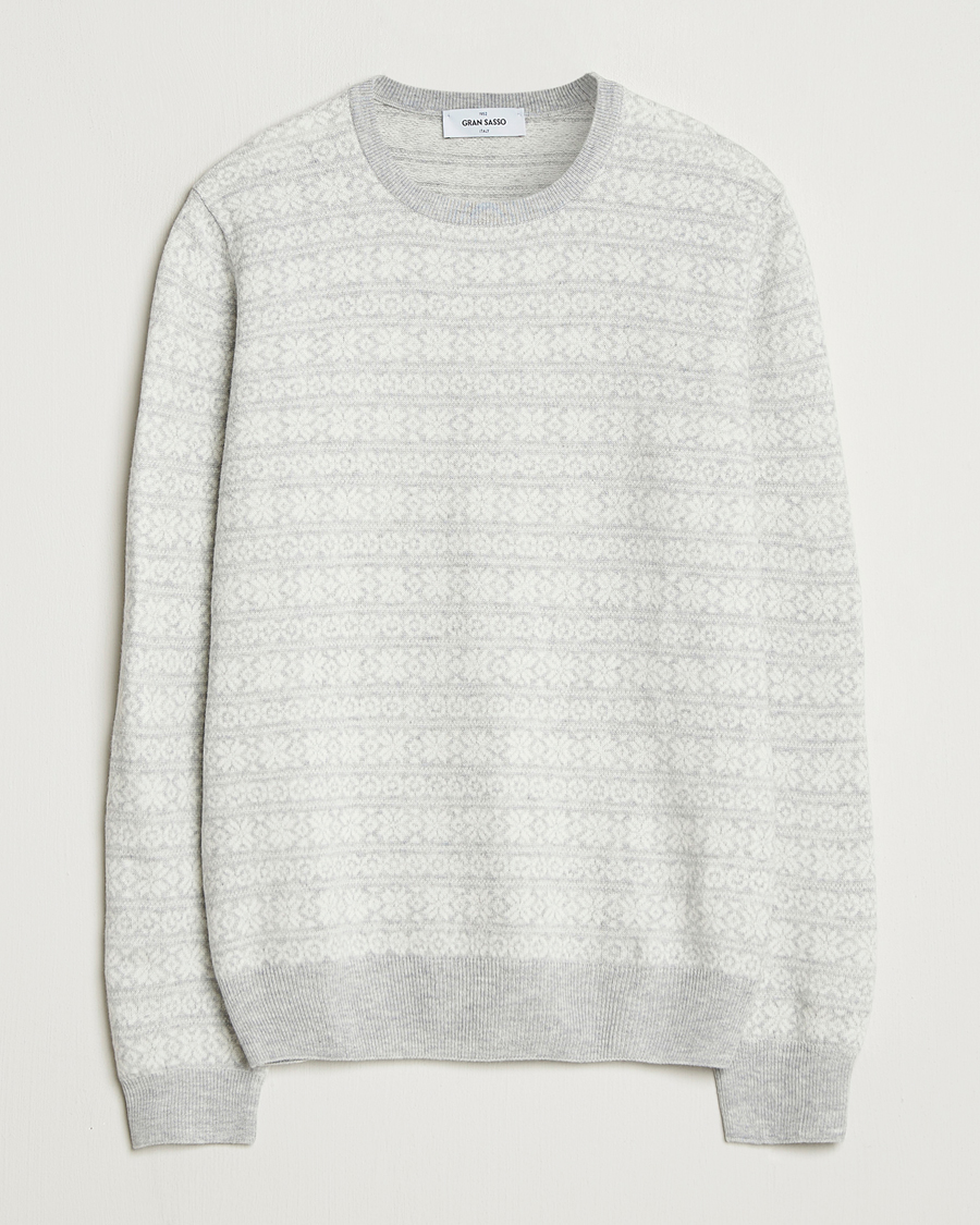 Homme | Pulls Et Tricots | Gran Sasso | Wool/Cashmere Fairisle Sweater Light Grey Melange