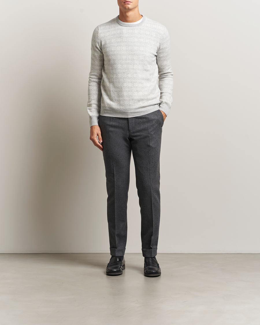 Homme | Pulls Et Tricots | Gran Sasso | Wool/Cashmere Fairisle Sweater Light Grey Melange