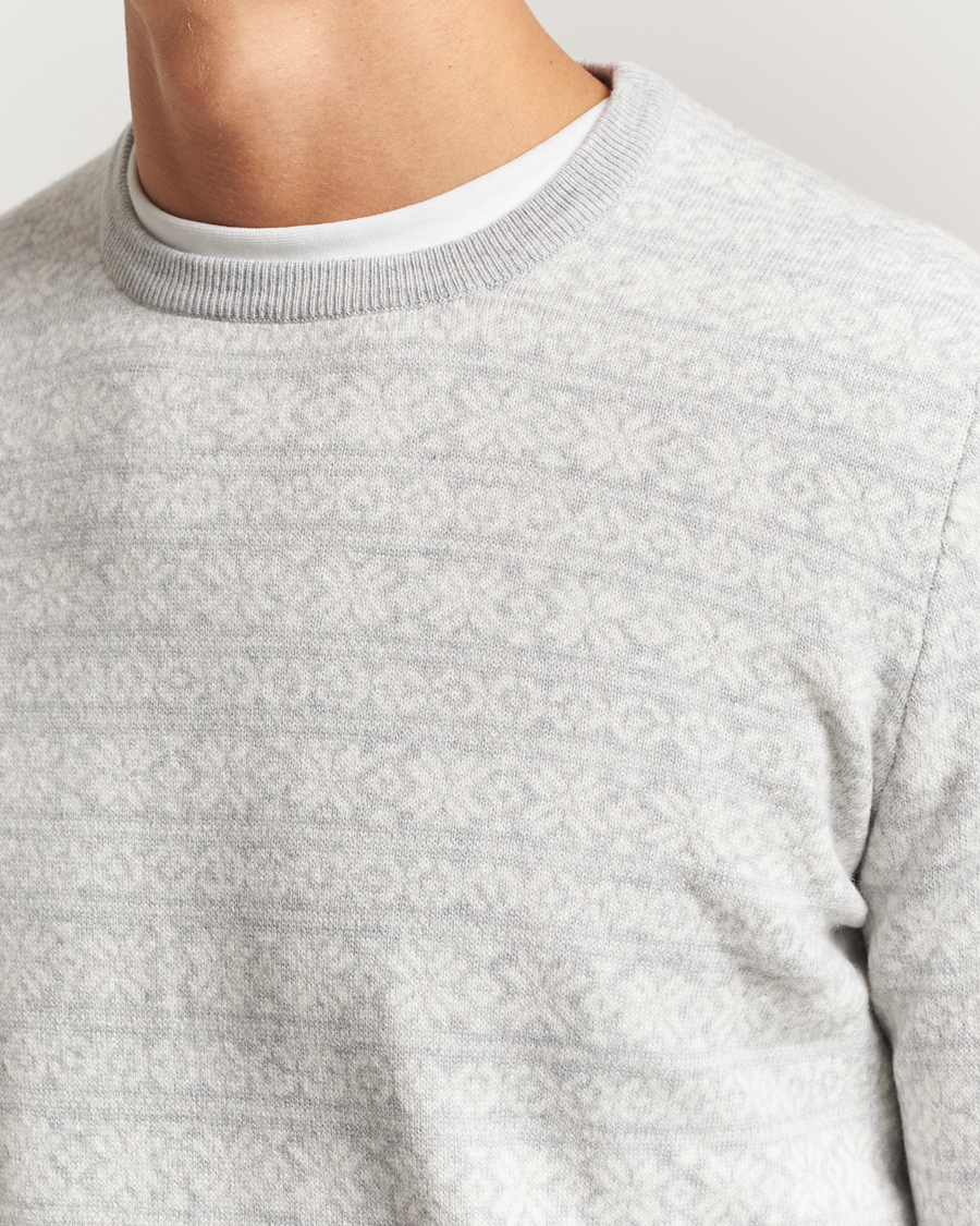 Homme | Pulls Et Tricots | Gran Sasso | Wool/Cashmere Fairisle Sweater Light Grey Melange