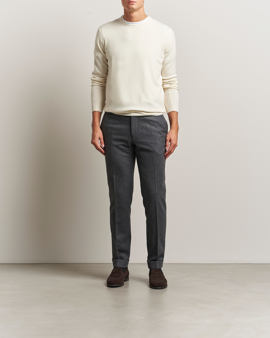 Homme | Pulls Et Tricots | Gran Sasso | Wool/Cashmere Washed Crew Neck Cream Melange