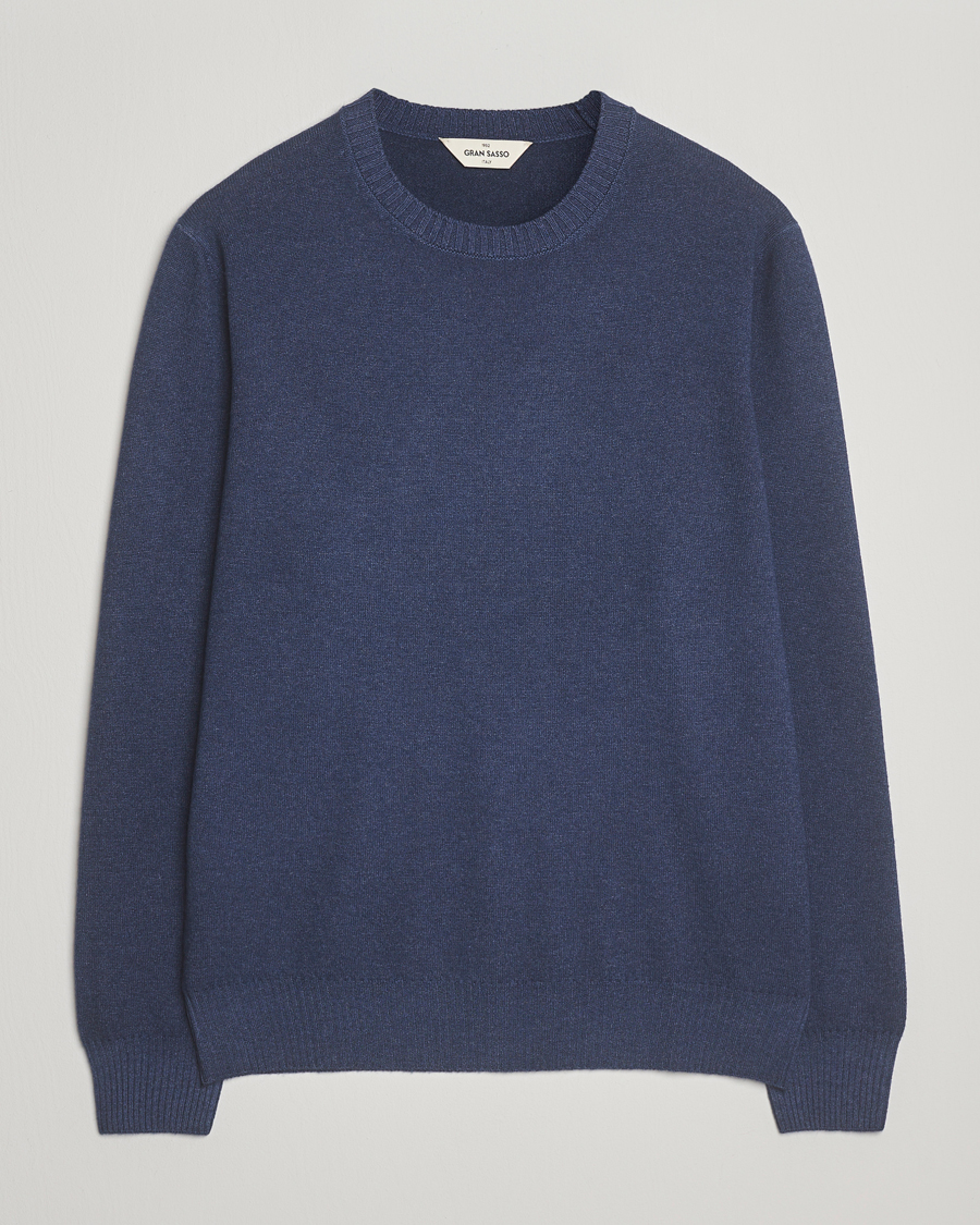 Homme | Pulls Et Tricots | Gran Sasso | Wool/Cashmere Washed Crew Neck Navy Melange