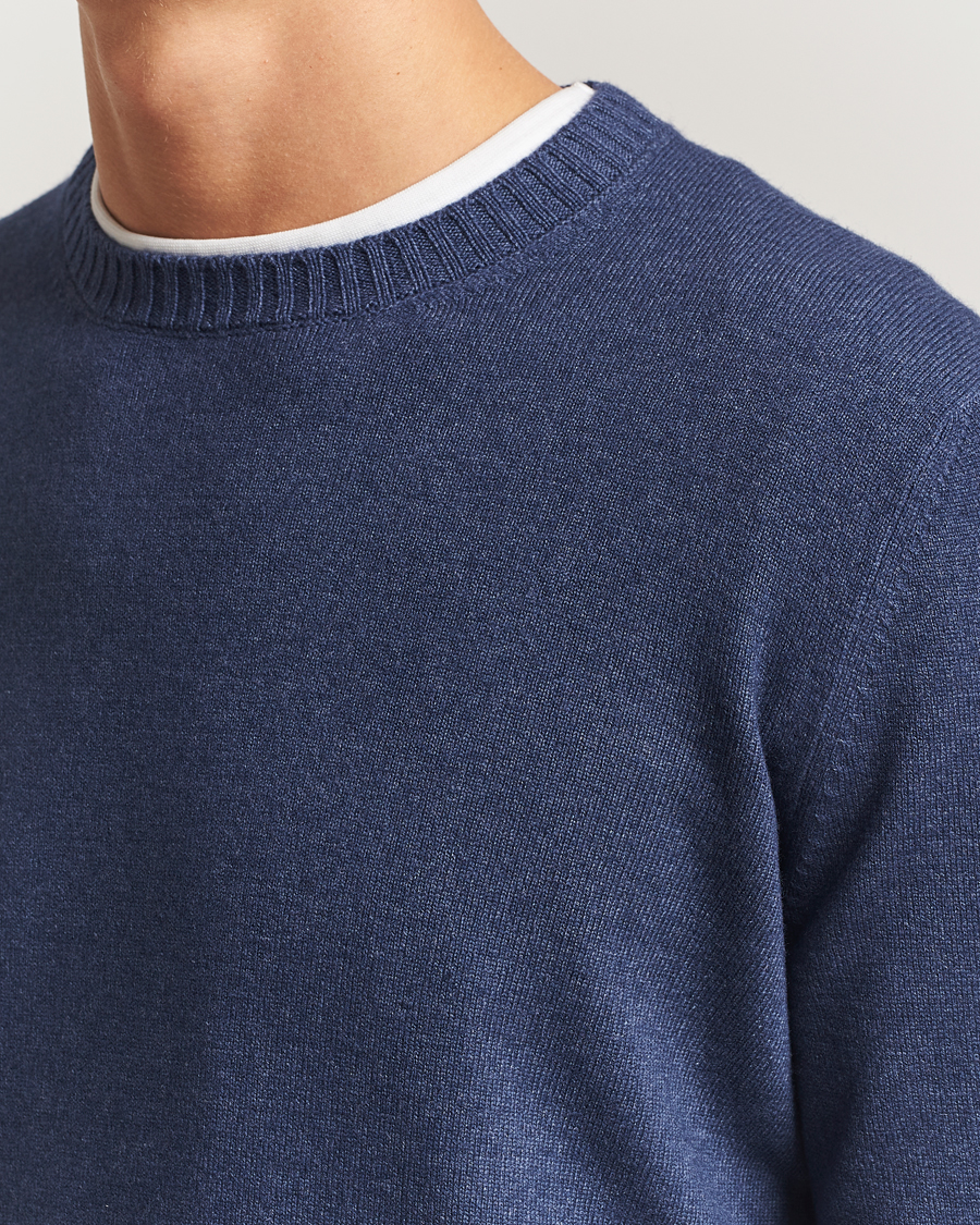 Homme | Pulls Et Tricots | Gran Sasso | Wool/Cashmere Washed Crew Neck Navy Melange