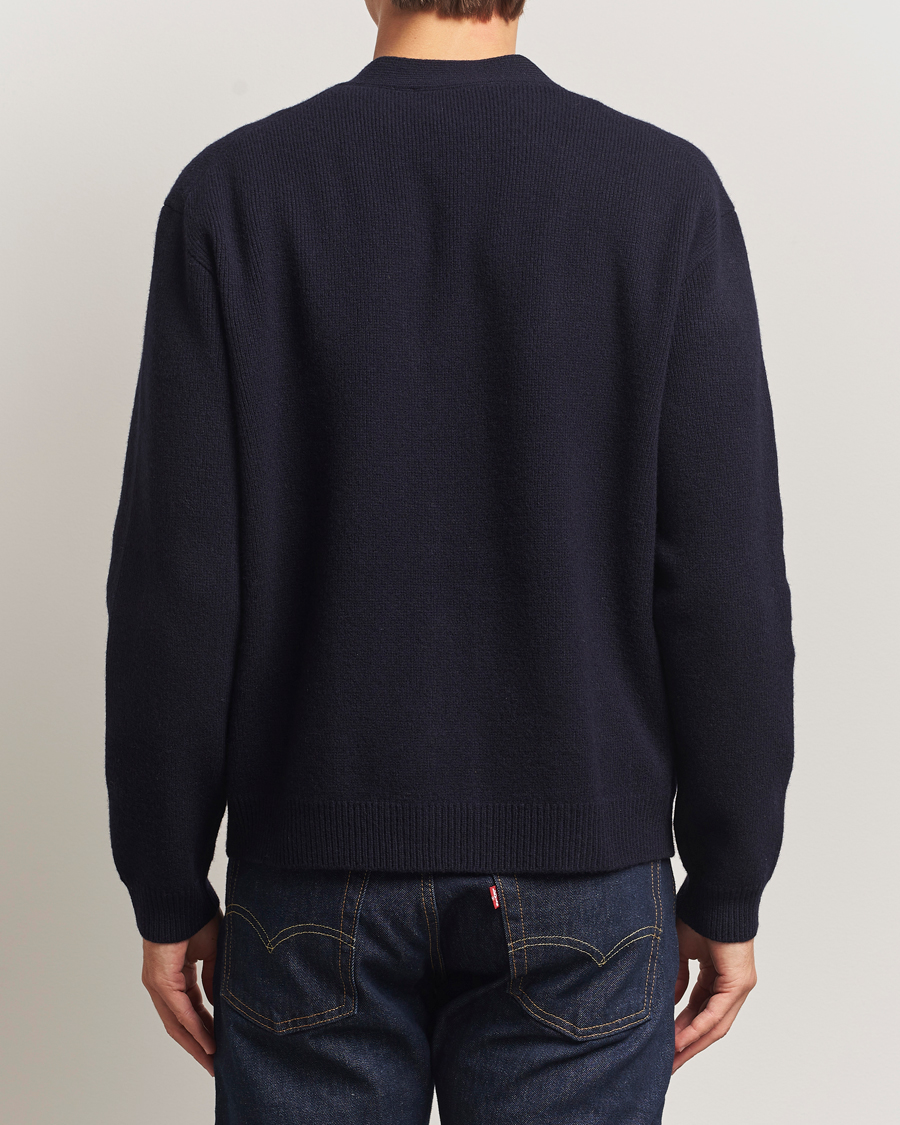 Homme | Pulls Et Tricots | Maison Kitsuné | Grey Fox Head Milano Lambswool Cardigan Classic Navy