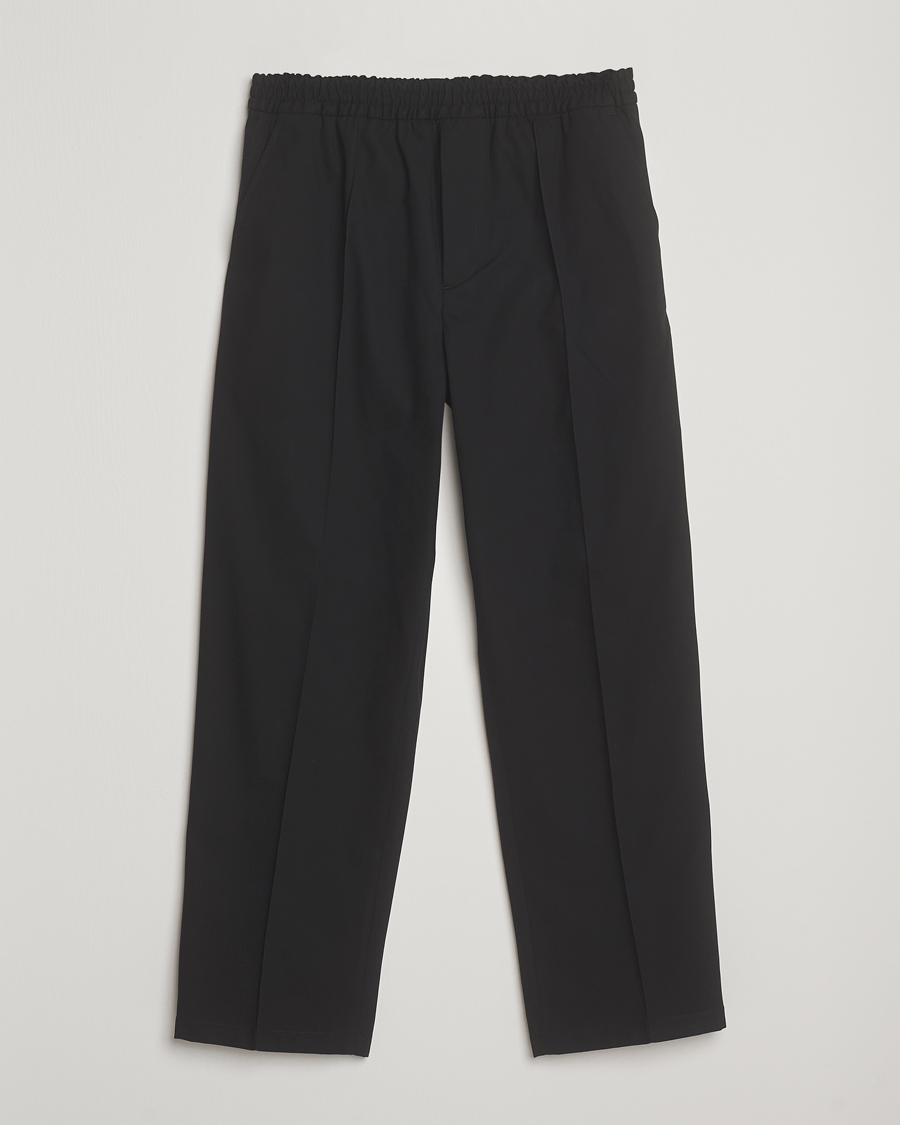 Heren | Broeken | Maison Kitsuné | Cotton Twill Pleated Drawstring Trousers Black