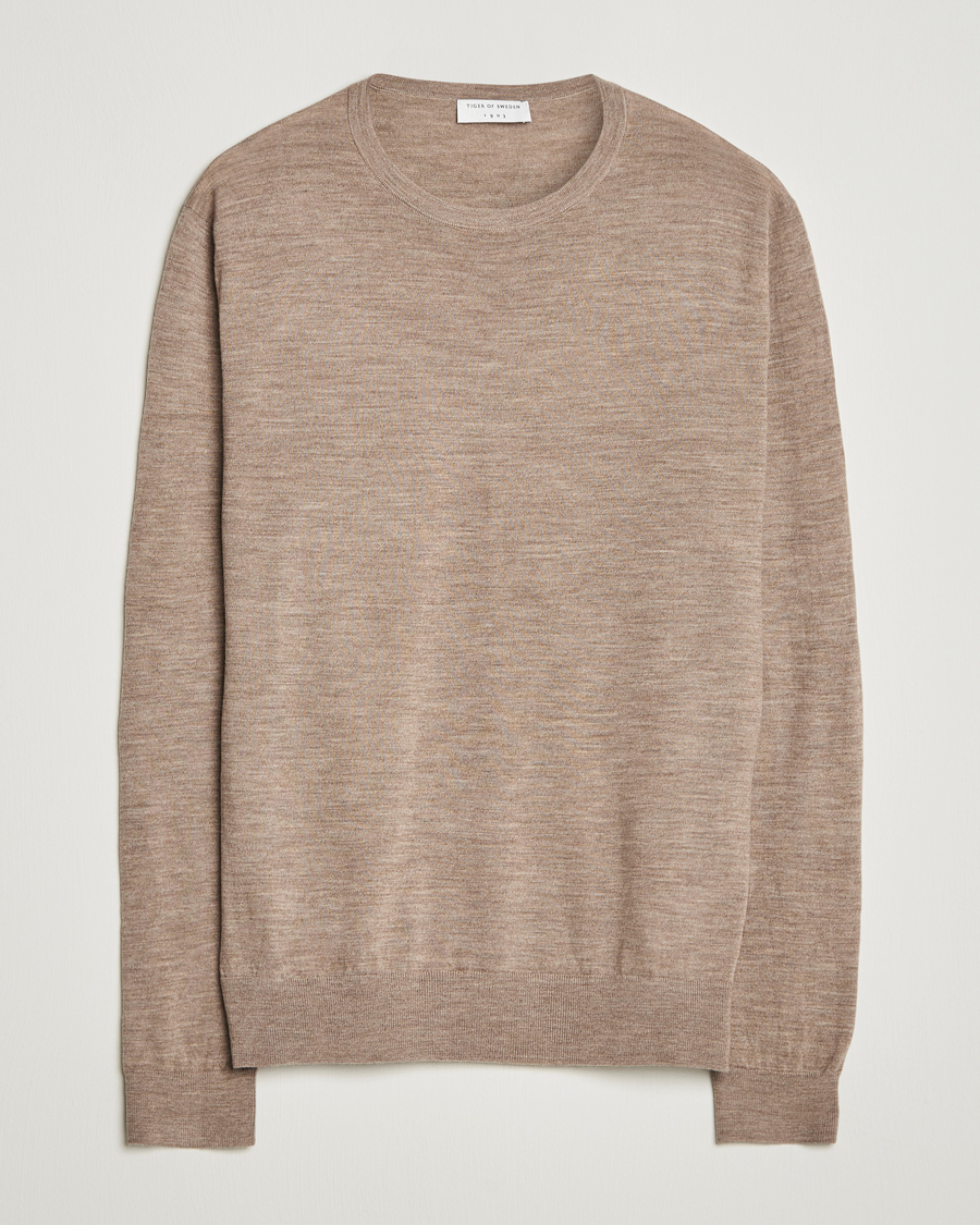 Homme | Pulls Et Tricots | Tiger of Sweden | Connor Extra Fine Merino Crew Neck Pullover Beige Melange