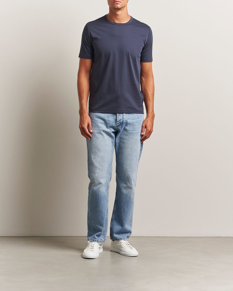 Homme | T-shirts | Tiger of Sweden | Olaf Mercerized Cotton T-Shirt Light Ink