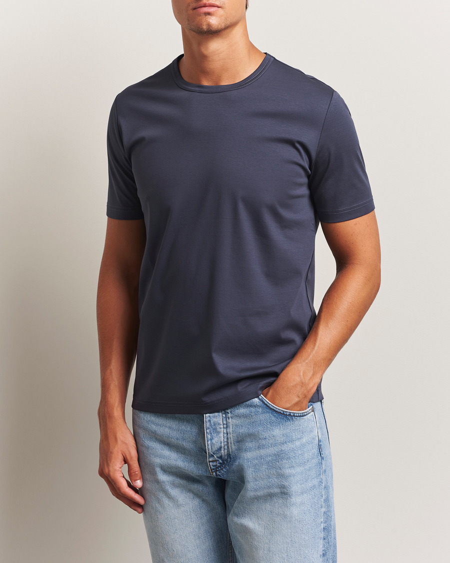 Homme | T-shirts | Tiger of Sweden | Olaf Mercerized Cotton T-Shirt Light Ink