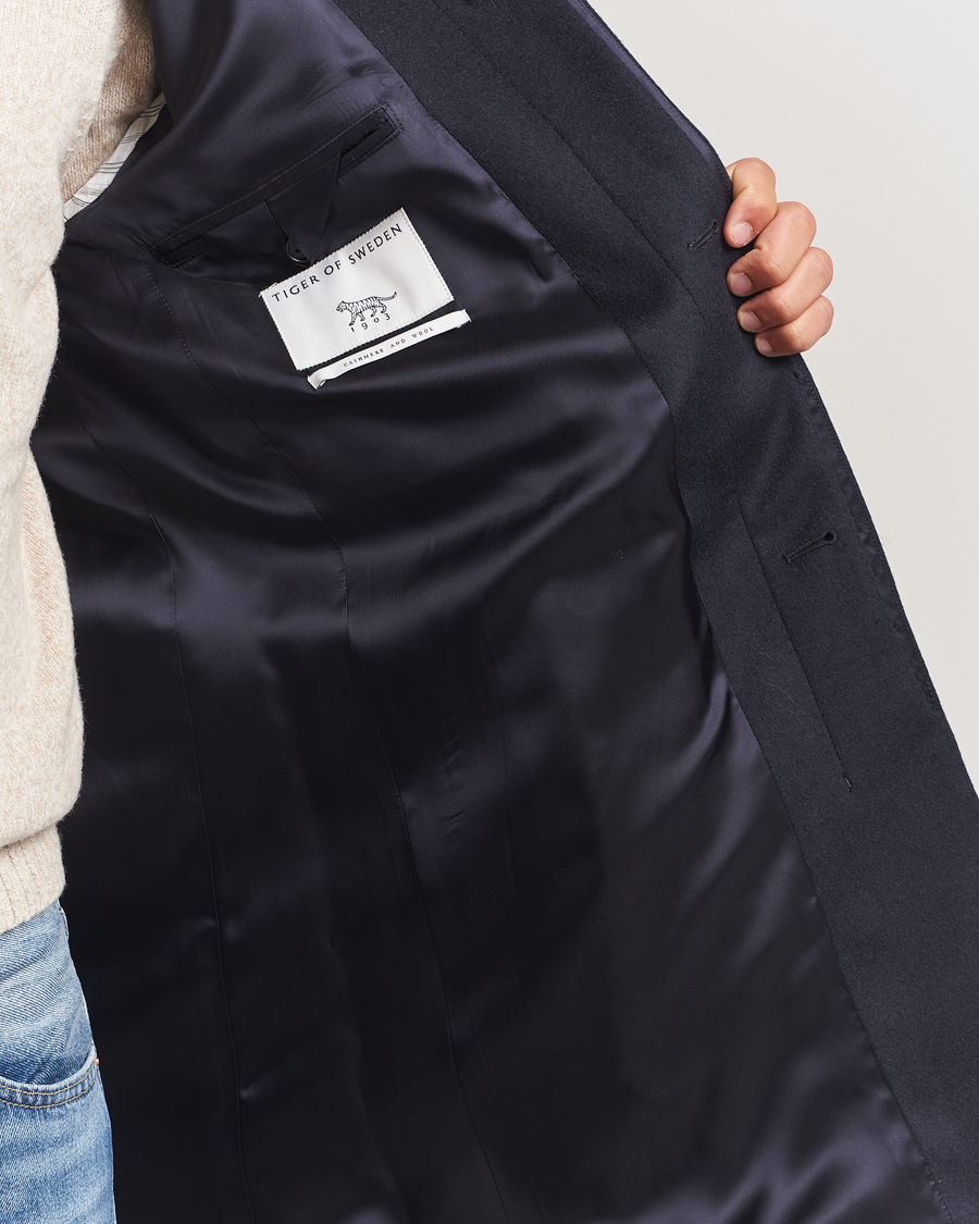 Heren | Jassen | Tiger of Sweden | Aleric Wool/Cashmere Stand Up Coat Light Ink