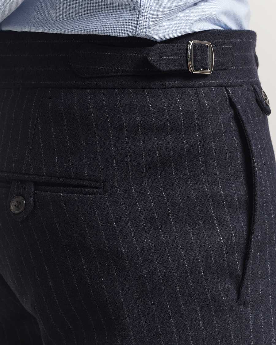 Homme | Pantalons | Tiger of Sweden | Tense Wool Pleated Pinstriped Trousers Blue Function