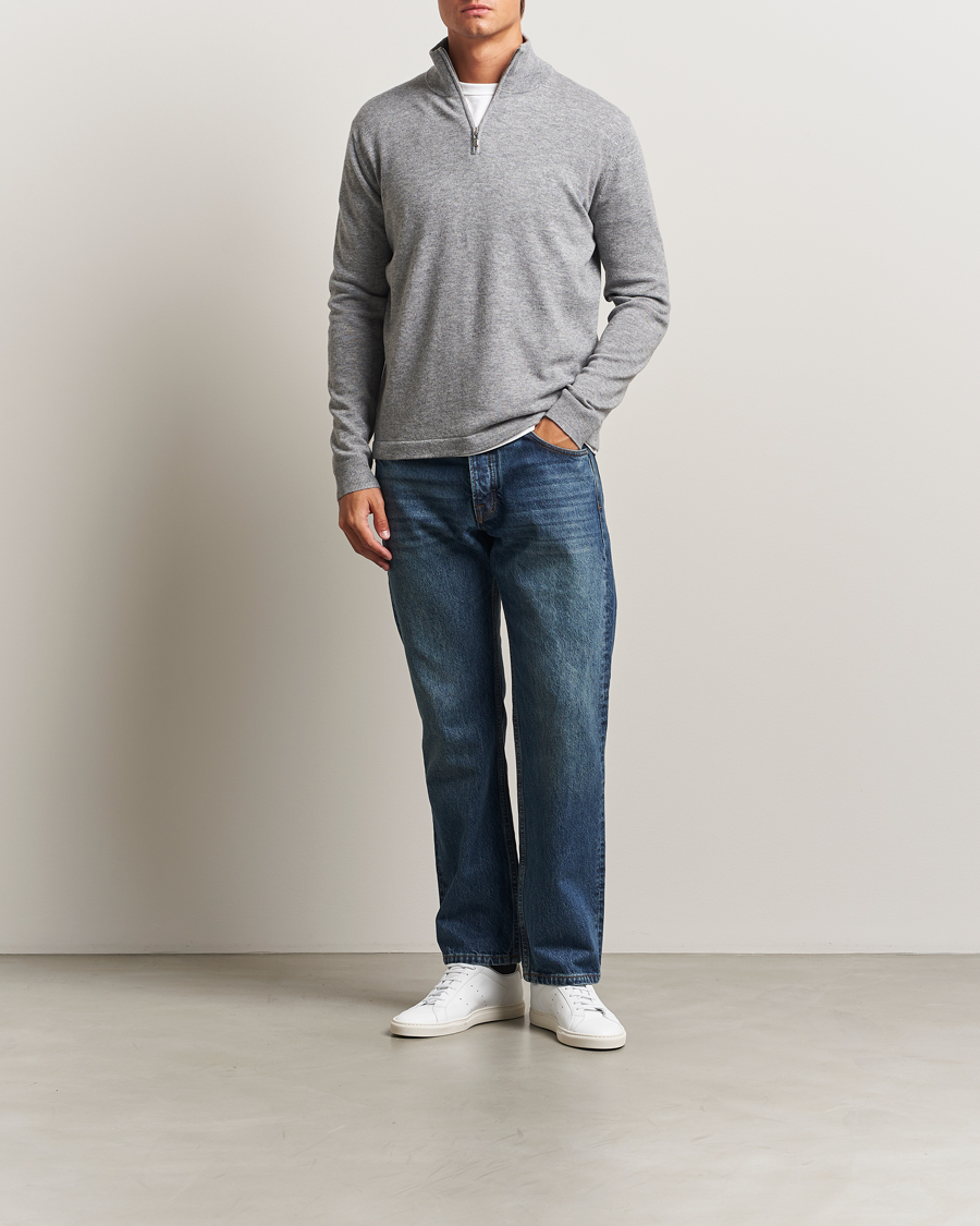 Heren | Truien | Tiger of Sweden | Travis Wool/Cashmere Half Zip Light Grey Melange
