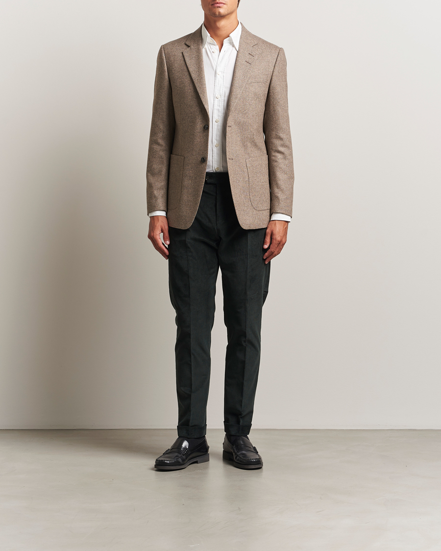 Heren | Broeken | Tiger of Sweden | Tenuta Pleated Corduroy Trousers Midnight Green