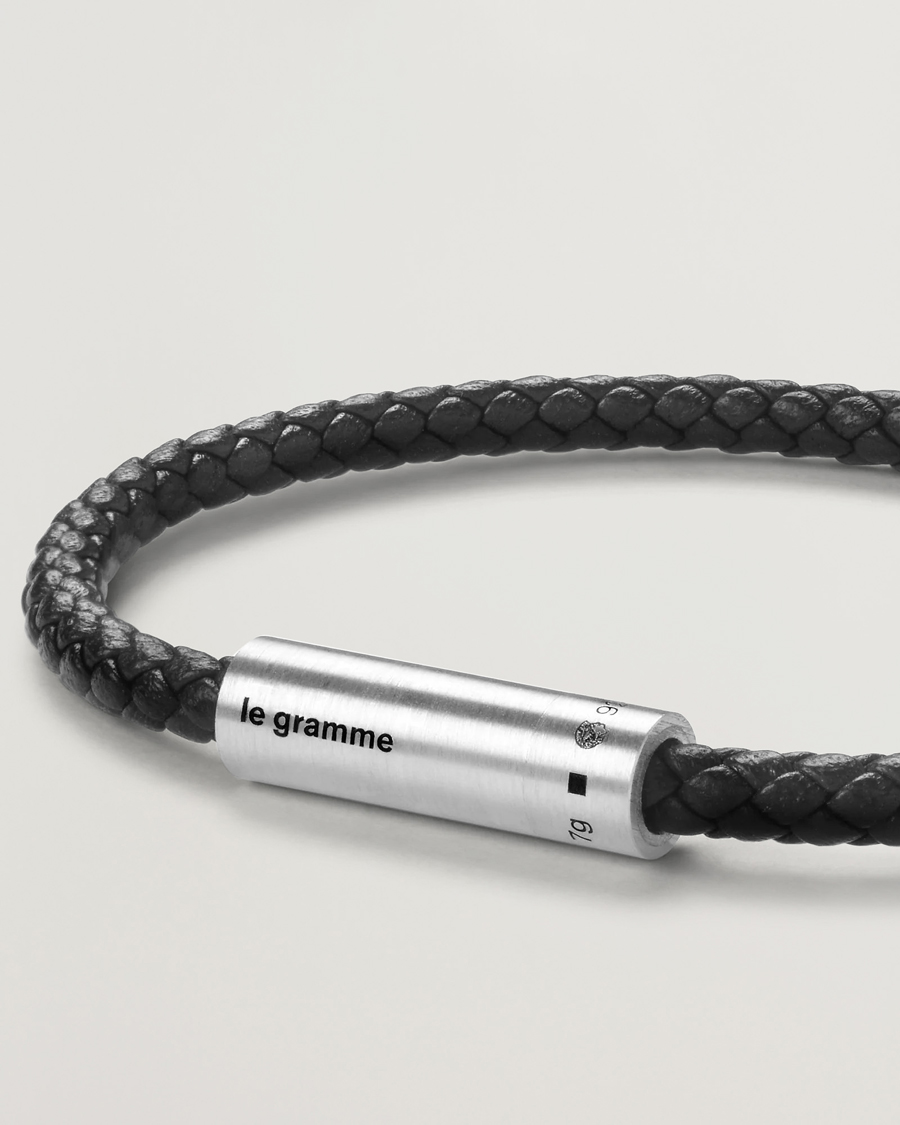 Heren | Sieraden | LE GRAMME | Leather Cable Bracelet Black/Sterling Silver 7g