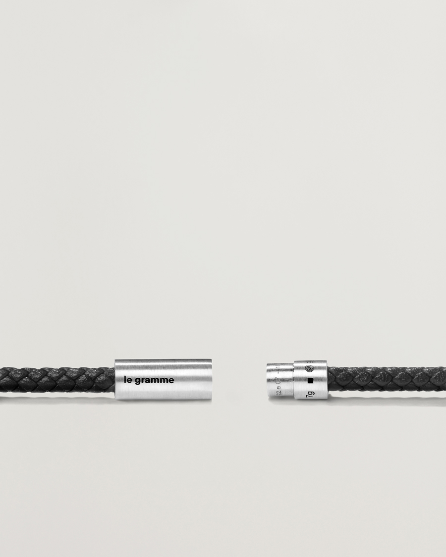 Heren | Sieraden | LE GRAMME | Leather Cable Bracelet Black/Sterling Silver 7g