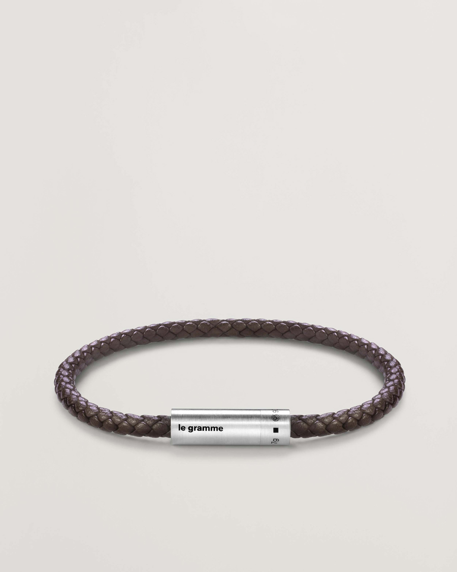 Heren | Sieraden | LE GRAMME | Leather Cable Bracelet Brown/Sterling Silver 7g